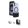 MARSİLYAN™- iPhone 11 Kılıf Kozmos Form Özel Seri - Siyah 3D Antistatik Mat Seramik Nano Ekran Koruyucu + Pers Alüminyum Kamera Lens - GI