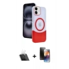 MARSİLYAN™- iPhone 11 Kılıf Kozmos Form Özel Seri - Siyah 3D Antistatik Mat Seramik Nano Ekran Koruyucu + Kamera Lens Koruma Cam - SF