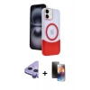 MARSİLYAN™- iPhone 11 Kılıf Kozmos Form Özel Seri - Siyah 3D Antistatik Mat Seramik Nano Ekran Koruyucu + Mor Raze Metal Kamera Lens