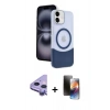 MARSİLYAN™- iPhone 11 Kılıf Kozmos Form Özel Seri - Siyah 3D Antistatik Mat Seramik Nano Ekran Koruyucu + Mor Raze Metal Kamera Lens