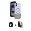 MARSİLYAN™- iPhone 11 Kılıf Kozmos Form Özel Seri - Siyah 3D Antistatik Mat Seramik Nano Ekran Koruyucu + PVD Metal Kamera Lens - MI