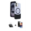 MARSİLYAN™- iPhone 11 Kılıf Kozmos Form Özel Seri - Siyah 3D Antistatik Mat Seramik Nano Ekran Koruyucu + Kamera Lens Koruma Cam - SF