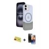 MARSİLYAN™- iPhone 11 Kılıf Kozmos Form Özel Seri - Siyah 3D Antistatik Mat Seramik Nano Ekran Koruyucu + Rainbow Kamera Lens Koruma Cam - KI
