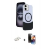 MARSİLYAN™- iPhone 11 Kılıf Kozmos Form Özel Seri - Siyah 3D Antistatik Mat Seramik Nano Ekran Koruyucu + Renkli Kamera Lens Koruma Cam - YL