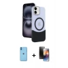 MARSİLYAN™- iPhone 11 Kılıf Kozmos Form Özel Seri - Siyah 3D Antistatik Mat Seramik Nano Ekran Koruyucu + Neon Fosforlu Kamera Lens - MI