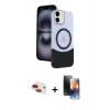 MARSİLYAN™- iPhone 11 Kılıf Kozmos Form Özel Seri - Siyah 3D Antistatik Mat Seramik Nano Ekran Koruyucu + Pers Alüminyum Kamera Lens - KI