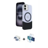 MARSİLYAN™- iPhone 11 Kılıf Kozmos Form Özel Seri - Siyah 3D Antistatik Seramik Nano Ekran Koruyucu + Pers Alüminyum Kamera Lens - GI
