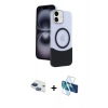 MARSİLYAN™- iPhone 11 Kılıf Kozmos Form Özel Seri - Siyah 3D Antistatik Seramik Nano Ekran Koruyucu + Pers Alüminyum Kamera Lens - LT