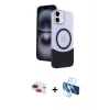MARSİLYAN™- iPhone 11 Kılıf Kozmos Form Özel Seri - Siyah 3D Antistatik Seramik Nano Ekran Koruyucu + Pers Alüminyum Kamera Lens - KI