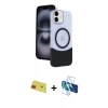 MARSİLYAN™- iPhone 11 Kılıf Kozmos Form Özel Seri - Siyah 3D Antistatik Seramik Nano Ekran Koruyucu + Rainbow Kamera Lens Koruma Cam - KI
