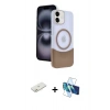 MARSİLYAN™- iPhone 11 Kılıf Kozmos Form Özel Seri - Siyah 3D Antistatik Seramik Nano Ekran Koruyucu + Renkli Kamera Lens Koruma Cam - TU