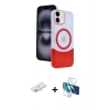 MARSİLYAN™- iPhone 11 Kılıf Kozmos Form Özel Seri - Siyah 3D Antistatik Seramik Nano Ekran Koruyucu + Renkli Kamera Lens Koruma Cam - SI
