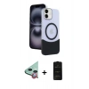 MARSİLYAN™- iPhone 11 Kılıf Kozmos Form Özel Seri - Siyah 6D Antistatik Mat Seramik Hayalet Nano Ekran Koruyucu + Raze Metal Kamera Lens - KI