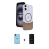 MARSİLYAN™- iPhone 11 Kılıf Kozmos Form Özel Seri - Siyah 6D Antistatik Mat Seramik Hayalet Nano Ekran Koruyucu + Turuncu Neon Fosforlu Kamera Lens