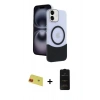 MARSİLYAN™- iPhone 11 Kılıf Kozmos Form Özel Seri - Siyah 6D Antistatik Mat Seramik Hayalet Nano Ekran Koruyucu + Rainbow Kamera Lens Koruma Cam - KI