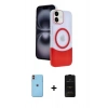 MARSİLYAN™- iPhone 11 Kılıf Kozmos Form Özel Seri - Siyah 6D Antistatik Mat Seramik Hayalet Nano Ekran Koruyucu + Turuncu Neon Fosforlu Kamera Lens