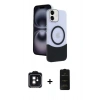 MARSİLYAN™- iPhone 11 Kılıf Kozmos Form Özel Seri - Siyah 6D Antistatik Mat Seramik Hayalet Nano Ekran Koruyucu + PVD Metal Kamera Lens - SH