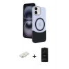 MARSİLYAN™- iPhone 11 Kılıf Kozmos Form Özel Seri - Siyah 6D Antistatik Mat Seramik Hayalet Nano Ekran Koruyucu + Sarı Renkli Kamera Lens Koruma Cam