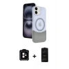 MARSİLYAN™- iPhone 11 Kılıf Kozmos Form Özel Seri - Siyah 6D Antistatik Mat Seramik Hayalet Nano Ekran Koruyucu + Turuncu PVD Metal Kamera Lens