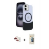 MARSİLYAN™- iPhone 11 Kılıf Kozmos Form Özel Seri - Siyah 6D Mat Seramik Hayalet Nano Ekran Koruyucu + Pers Alüminyum Kamera Lens - KI