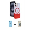 MARSİLYAN™- iPhone 11 Kılıf Kozmos Form Özel Seri - Siyah 6D Mat Seramik Hayalet Nano Ekran Koruyucu + Neon Fosforlu Kamera Lens - MI