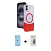 MARSİLYAN™- iPhone 11 Kılıf Kozmos Form Özel Seri - Siyah 6D Mat Seramik Hayalet Nano Ekran Koruyucu + Neon Fosforlu Kamera Lens - YL