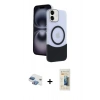 MARSİLYAN™- iPhone 11 Kılıf Kozmos Form Özel Seri - Siyah 6D Mat Seramik Hayalet Nano Ekran Koruyucu + Pers Alüminyum Kamera Lens - GI