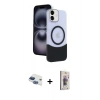 MARSİLYAN™- iPhone 11 Kılıf Kozmos Form Özel Seri - Siyah Bilvis 3D Cam Ekran Koruyucu + Pers Alüminyum Kamera Lens - LT