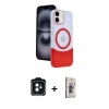 MARSİLYAN™- iPhone 11 Kılıf Kozmos Form Özel Seri - Siyah Bilvis 3D Cam Ekran Koruyucu + PVD Metal Kamera Lens - SH