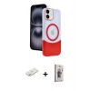 MARSİLYAN™- iPhone 11 Kılıf Kozmos Form Özel Seri - Siyah Bilvis 3D Cam Ekran Koruyucu + Renkli Kamera Lens Koruma Cam - YL