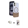 MARSİLYAN™- iPhone 11 Kılıf Kozmos Form Özel Seri - Siyah Bilvis 3D Mat Cam Ekran Koruyucu + Gold Pers Alüminyum Kamera Lens