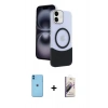 MARSİLYAN™- iPhone 11 Kılıf Kozmos Form Özel Seri - Siyah Bilvis 3D Mat Cam Ekran Koruyucu + Neon Fosforlu Kamera Lens - MI