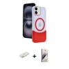 MARSİLYAN™- iPhone 11 Kılıf Kozmos Form Özel Seri - Siyah Bilvis 3D Mat Cam Ekran Koruyucu + Renkli Kamera Lens Koruma Cam - TU