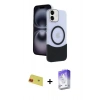 MARSİLYAN™- iPhone 11 Kılıf Kozmos Form Özel Seri - Siyah Bilvis 5in1 3D Magic Cam Ekran Koruyucu + Kırmızı Rainbow Kamera Lens Koruma Cam