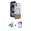 MARSİLYAN™- iPhone 11 Kılıf Kozmos Form Özel Seri - Siyah Bilvis 5in1 3D Magic Cam Ekran Koruyucu + Mavi Raze Metal Kamera Lens