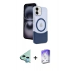 MARSİLYAN™- iPhone 11 Kılıf Kozmos Form Özel Seri - Siyah Bilvis 5in1 3D Magic Cam Ekran Koruyucu + Mavi Raze Metal Kamera Lens