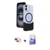 MARSİLYAN™- iPhone 11 Kılıf Kozmos Form Özel Seri - Siyah Bilvis 5in1 5D Magic Hayalet Cam Ekran Koruyucu + Pers Alüminyum Kamera Lens - KI