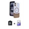 MARSİLYAN™- iPhone 11 Kılıf Kozmos Form Özel Seri - Siyah Bilvis 5in1 5D Magic Hayalet Cam Ekran Koruyucu + PVD Metal Kamera Lens - SH