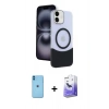 MARSİLYAN™- iPhone 11 Kılıf Kozmos Form Özel Seri - Siyah Bilvis 5in1 5D Magic Hayalet Cam Ekran Koruyucu + Neon Fosforlu Kamera Lens - MI