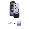 MARSİLYAN™- iPhone 11 Kılıf Kozmos Form Özel Seri - Siyah Bilvis 5in1 5D Magic Hayalet Cam Ekran Koruyucu + Renkli Kamera Lens Koruma Cam - TU