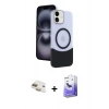 MARSİLYAN™- iPhone 11 Kılıf Kozmos Form Özel Seri - Siyah Bilvis 5in1 5D Magic Hayalet Cam Ekran Koruyucu + Gold Pers Alüminyum Kamera Lens
