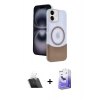 MARSİLYAN™- iPhone 11 Kılıf Kozmos Form Özel Seri - Siyah Bilvis 5in1 5D Magic Hayalet Cam Ekran Koruyucu + Kamera Lens Koruma Cam - SF