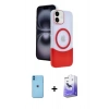 MARSİLYAN™- iPhone 11 Kılıf Kozmos Form Özel Seri - Siyah Bilvis 5in1 5D Magic Hayalet Cam Ekran Koruyucu + Neon Fosforlu Kamera Lens - MI