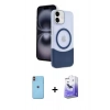 MARSİLYAN™- iPhone 11 Kılıf Kozmos Form Özel Seri - Siyah Bilvis 5in1 5D Magic Hayalet Cam Ekran Koruyucu + Neon Fosforlu Kamera Lens - TU