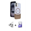 MARSİLYAN™- iPhone 11 Kılıf Kozmos Form Özel Seri - Siyah Bilvis 5in1 5D Magic Hayalet Cam Ekran Koruyucu + Raze Metal Kamera Lens - GS