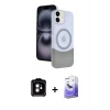 MARSİLYAN™- iPhone 11 Kılıf Kozmos Form Özel Seri - Siyah Bilvis 5in1 5D Magic Hayalet Cam Ekran Koruyucu + PVD Metal Kamera Lens - TU