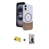 MARSİLYAN™- iPhone 11 Kılıf Kozmos Form Özel Seri - Siyah Bilvis Hayalet Cam Ekran Koruyucu + Kırmızı Rainbow Kamera Lens Koruma Cam