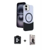 MARSİLYAN™- iPhone 11 Kılıf Kozmos Form Özel Seri - Siyah Bilvis Hayalet Cam Ekran Koruyucu + PVD Metal Kamera Lens - MI