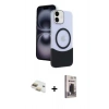 MARSİLYAN™- iPhone 11 Kılıf Kozmos Form Özel Seri - Siyah Bilvis Hayalet Cam Ekran Koruyucu + Pers Alüminyum Kamera Lens - GD