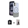 MARSİLYAN™- iPhone 11 Kılıf Kozmos Form Özel Seri - Siyah Bilvis Hayalet Cam Ekran Koruyucu + PVD Metal Kamera Lens - TU